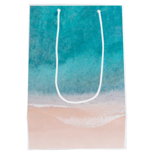 Aangepaste Sjabloon Zonnestrand Blauw Zee Zand Medium Cadeauzakje (Achterkant)