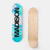 Aangepaste Skateboard naam Turquoise Blue Wave (Voorkant)