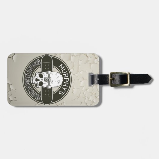 Aangepaste SkaterNAAM Skull Skateboarden Schaats Bagagelabel (Voorkant horizontaal)