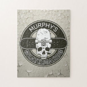 Aangepaste SkaterNAAM Skull Skateboarden Schaats Legpuzzel