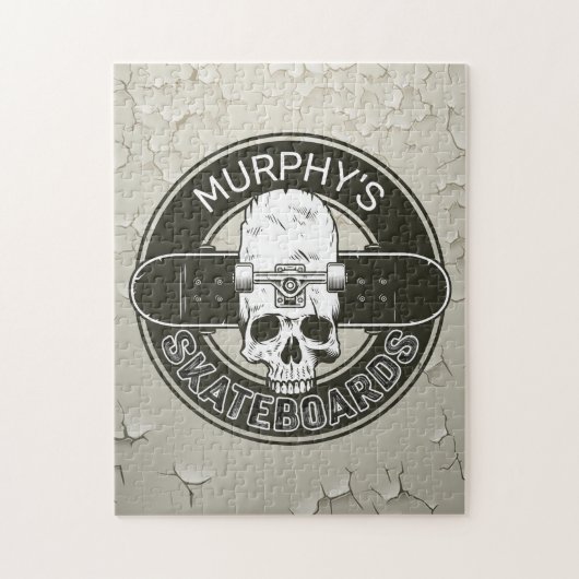 Aangepaste SkaterNAAM Skull Skateboarden Schaats Legpuzzel (Verticaal)