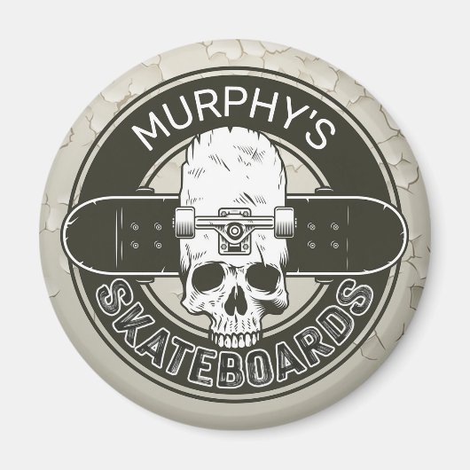 Aangepaste SkaterNAAM Skull Skateboarden Schaats Magneet (Voorkant)