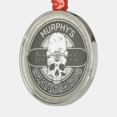 Aangepaste SkaterNAAM Skull Skateboarden Schaats Metalen Ornament (Links)