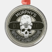 Aangepaste SkaterNAAM Skull Skateboarden Schaats Metalen Ornament (Voorkant)