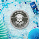 Aangepaste SkaterNAAM Skull Skateboarden Schaats Papieren Bordje (Feest)