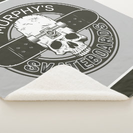 Aangepaste SkaterNAAM Skull Skateboarden Schaats Sherpa Deken