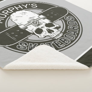 Aangepaste SkaterNAAM Skull Skateboarden Schaats Sherpa Deken