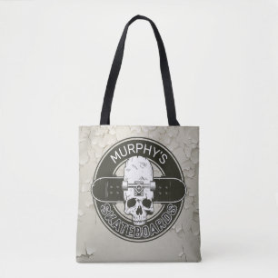 Aangepaste SkaterNAAM Skull Skateboarden Schaats Tote Bag