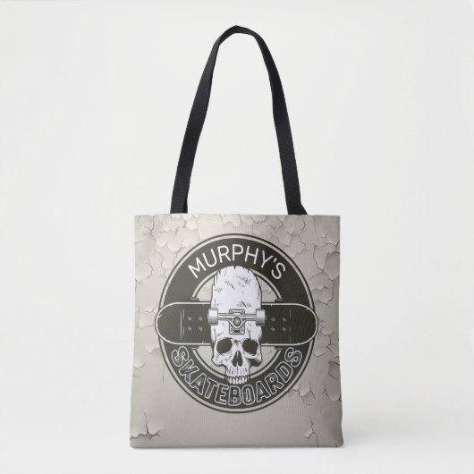 Aangepaste SkaterNAAM Skull Skateboarden Schaats Tote Bag (Voorkant)