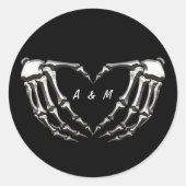 Aangepaste Skelet Gotische Handen Liefde Hart Vorm Ronde Sticker (Voorkant)