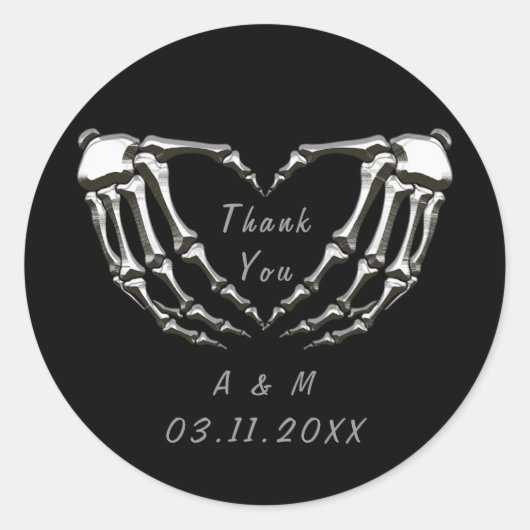 Aangepaste skelet gotische handen liefde hartvorm  ronde sticker (Voorkant)