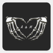 Aangepaste skelet gotische handen liefde hartvorm vierkante sticker (Voorkant)