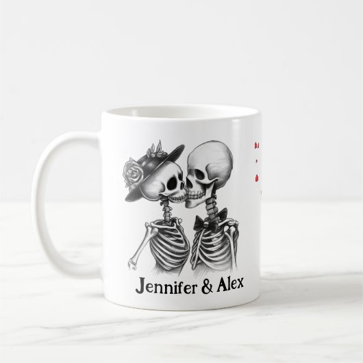Aangepaste Skelet Koppel Namen Gepersonaliseerd Koffiemok (Links)