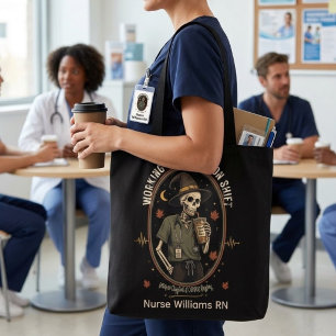 Aangepaste Skelet Verpleegster Halloween Nachtshif Tote Bag