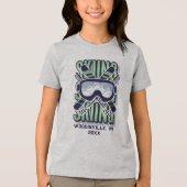 Aangepaste ski-locatie Datum Naam Tri-Blend Shirt (Voorkant)