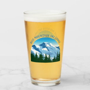 Aangepaste Ski Lodge Winter Resort Snowy Mountain Glas