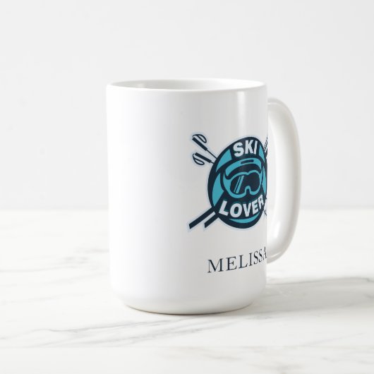 Aangepaste Ski Lover Sneeuwsport Naam Koffiemok (Voorkant rechts)