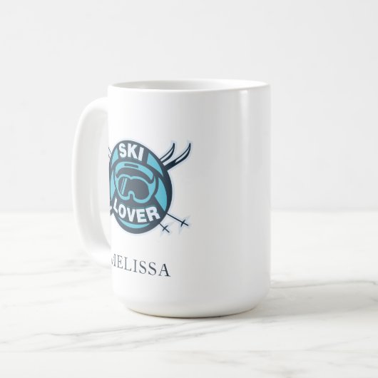 Aangepaste Ski Lover Sneeuwsport Naam Koffiemok (Voorkant links)