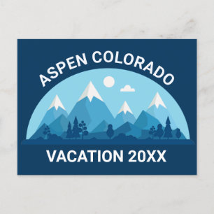 Aangepaste skistad Colorado City Mountain Vacation Briefkaart