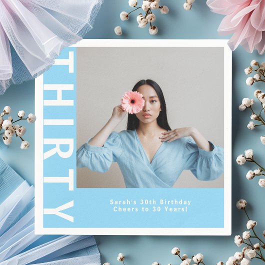 Aangepaste Sky Blue 30e verjaardag Party servetten