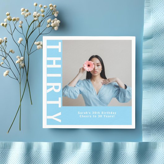 Aangepaste Sky Blue 30e verjaardag Party servetten