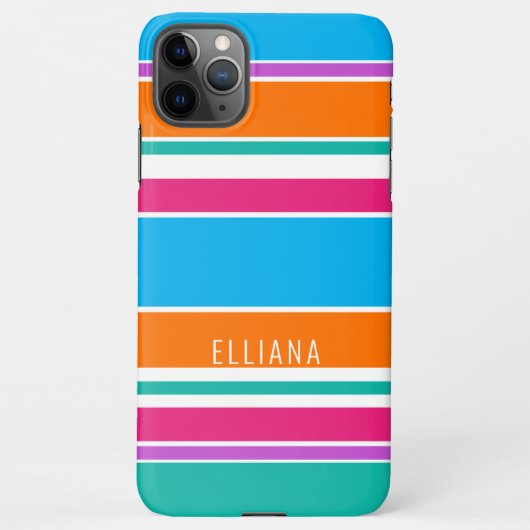 Aangepaste Sky Blue Hot Pink Oranje strepen iPhone Hoesje (Achterkant)