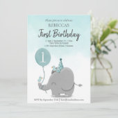 Aangepaste Sky Blue White Elephant Balloon Theme Kaart (Staand voorkant)