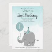 Aangepaste Sky Blue White Elephant Balloon Theme Kaart (Voorkant / Achterkant)