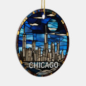 Aangepaste skyline van Chicago Keramisch Ornament (Rechts)