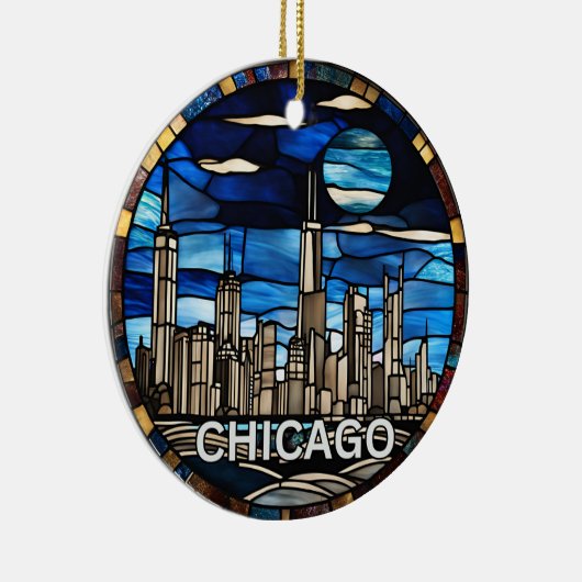 Aangepaste skyline van Chicago Keramisch Ornament (Rechts)