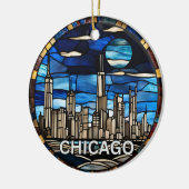 Aangepaste skyline van Chicago Keramisch Ornament (Links)