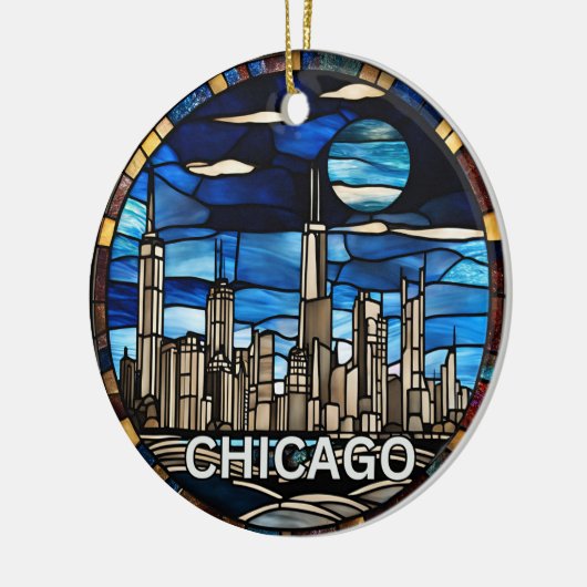 Aangepaste skyline van Chicago Keramisch Ornament (Links)