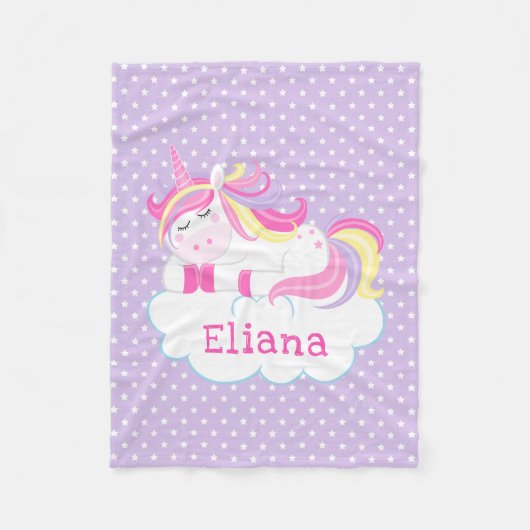 Aangepaste slaapstand Unicorn Kinder rugleuning Fleece Deken (Voorkant)