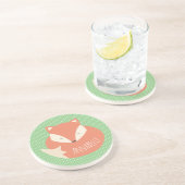 Aangepaste slaapstand voor Cute Sleeping Fox en Po Zandsteen Onderzetter (Zijkant)