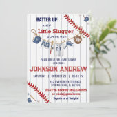 Aangepaste slagbeurt honkbal baby shower kaart (Staand voorkant)
