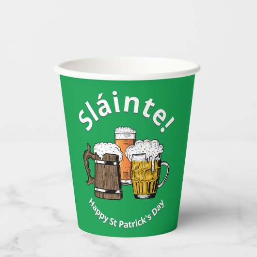 Aangepaste sláinte St Patricks Day Papieren Bekers (Voorkant)