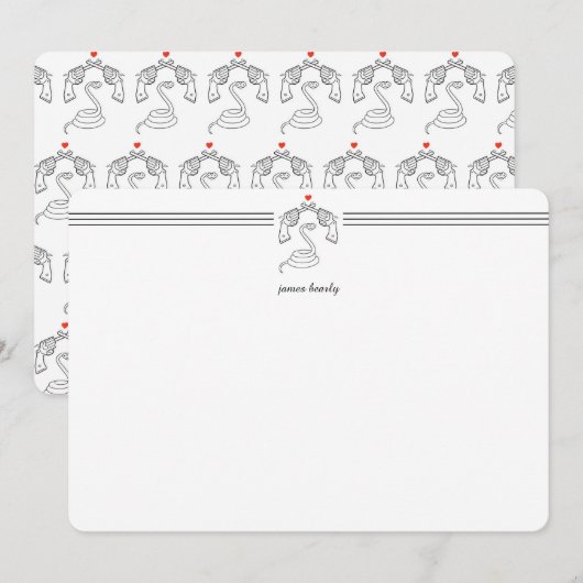 Aangepaste slangen N' Pistolen Briefpapier platte Notitiekaartje (Voorkant / Achterkant)