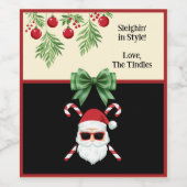 Aangepaste "Sleighin' in stijl!" kerstgroet Wijn Etiket (Enkel label)