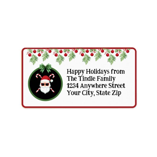 Aangepaste "Sleighin' in stijl!" Santa Holiday Mai Etiket (Voorkant)
