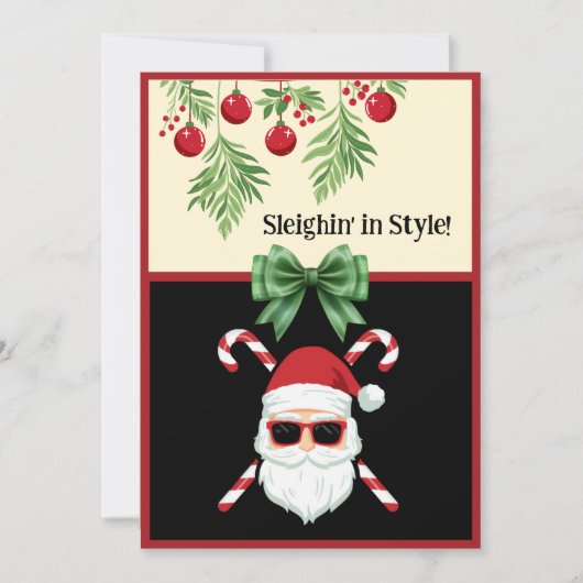 Aangepaste "Sleighin' in Style!" Kerstgroet Feestdagenkaart (Voorkant)