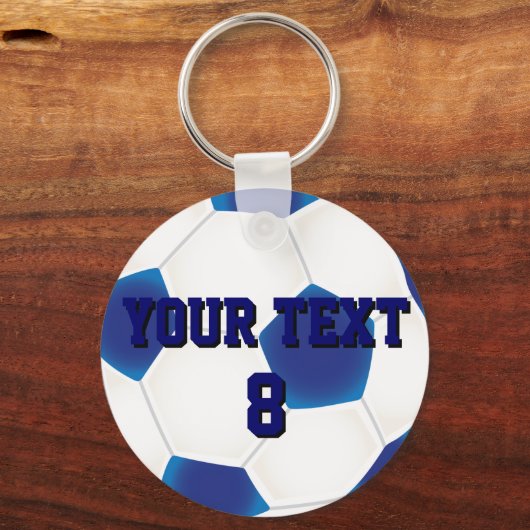 Aangepaste Sleutelhanger blauw Voetbal (Voorkant)