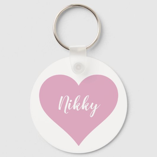Aangepaste Sleutelhanger Button met roze hart (Voorkant)