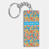 Aangepaste Sleutelhanger: Ditzy Oranje Flowers op  Sleutelhanger (Voorkant Links)