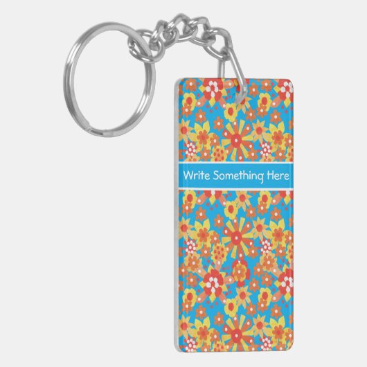 Aangepaste Sleutelhanger: Ditzy Oranje Flowers op  Sleutelhanger (Voorkant Links)