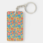 Aangepaste Sleutelhanger: Ditzy Oranje Flowers op  Sleutelhanger (achterkant)