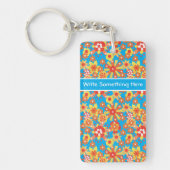 Aangepaste Sleutelhanger: Ditzy Oranje Flowers op  Sleutelhanger (Voorkant)
