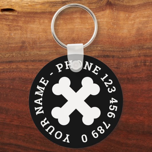 Aangepaste sleutelhanger met gekruiste beenderen,  (Voorkant)