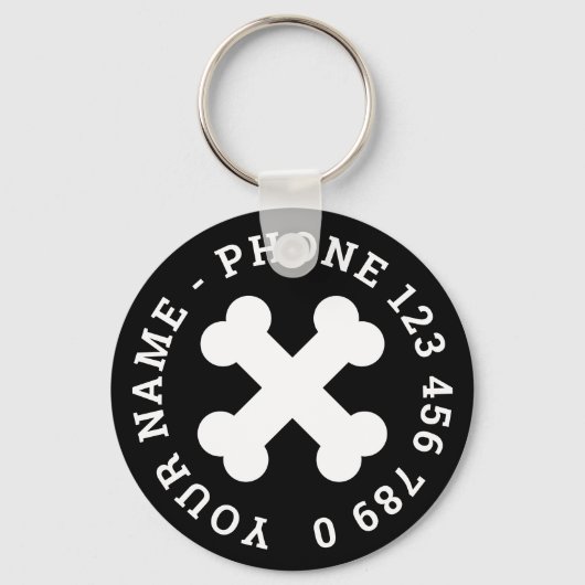 Aangepaste sleutelhanger met gekruiste beenderen,  (Achterkant)