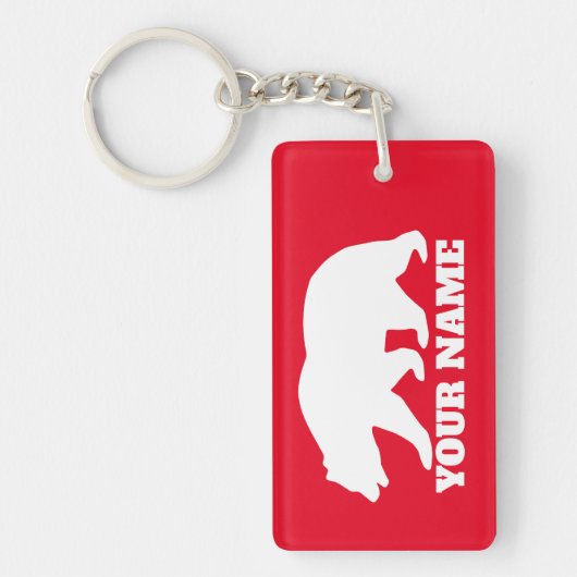 Aangepaste sleutelhanger met groot grilly beer sil (Voorkant)