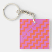 Aangepaste Sleutelhanger met roze en Oranje Zigzag (voorkant)